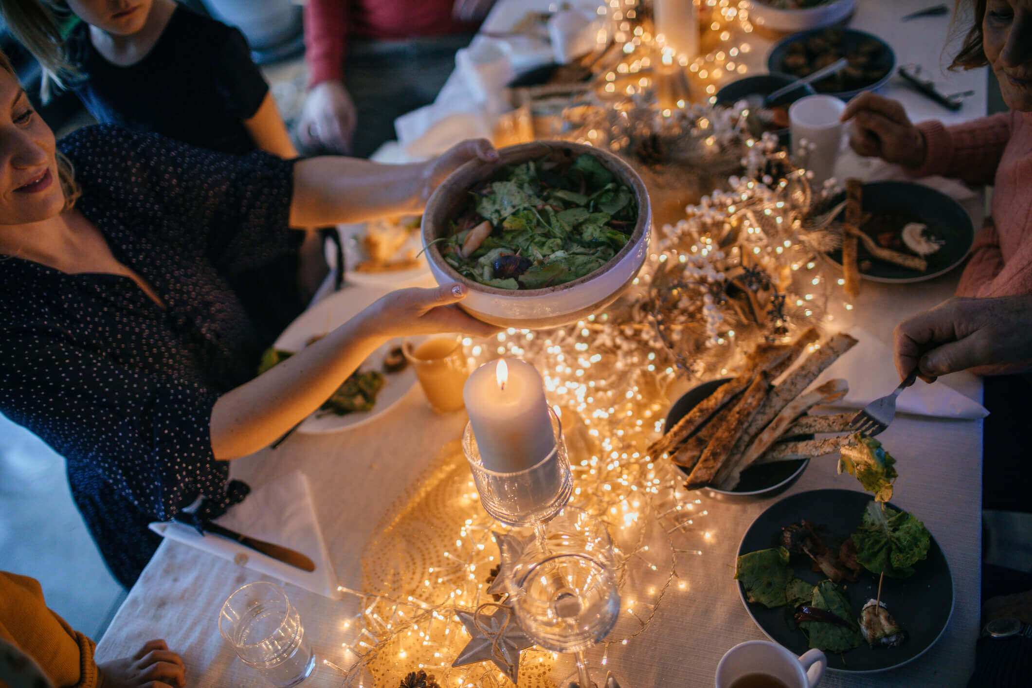 Family sharing a healthy holiday meal